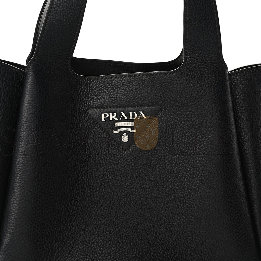 PRADA VITELLO DAINO SOFT MEDIUM DYNAMIQUE TOTE BLACK (25*22*13cm)