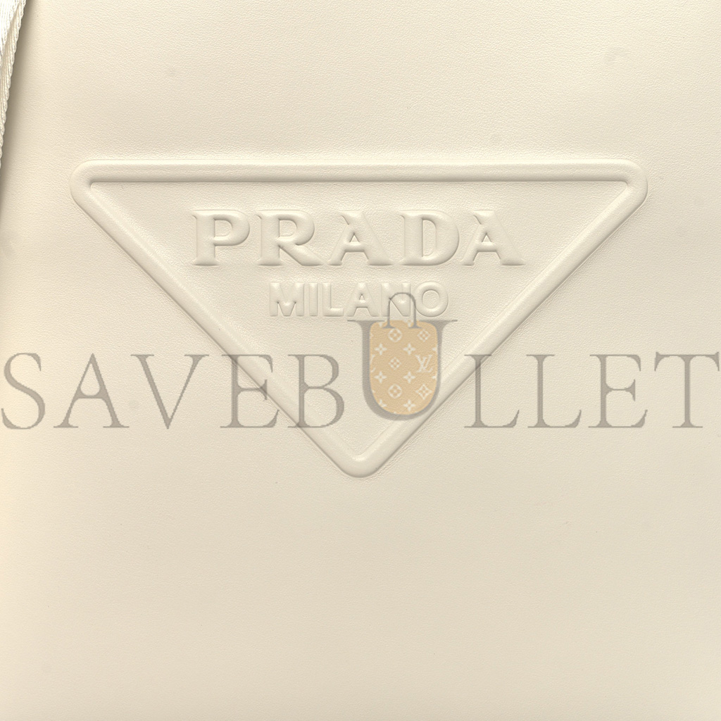 PRADA CALFSKIN TRIANGLE TOTE BAG WHITE (25*23*9cm)