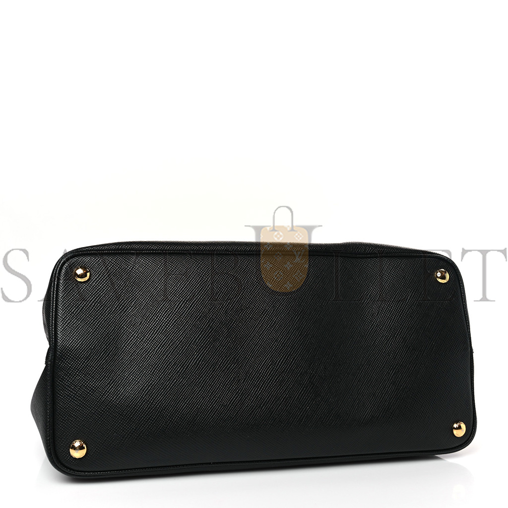 PRADA SAFFIANO CUIR LARGE DOUBLE BAG BLACK FUOCO (35*27*17cm)