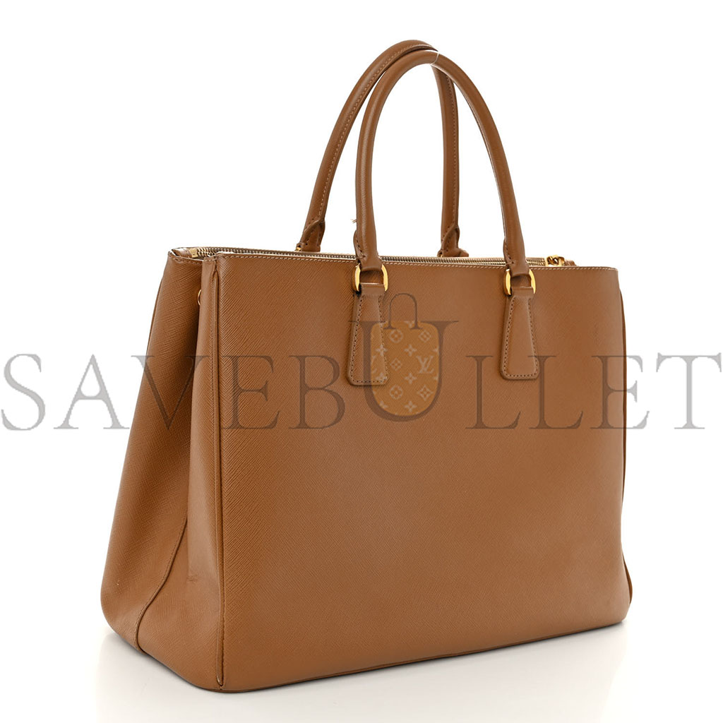 PRADA SAFFIANO LARGE GALLERIA DOUBLE ZIP TOTE CARAMEL (36*26*16cm)