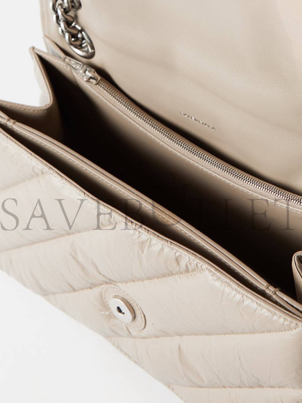 BALENCIAGA BEIGE CRUSH MEDIUM CREASED-LEATHER SHOULDER BAG MATCHESFASHION US (32*18*11cm)