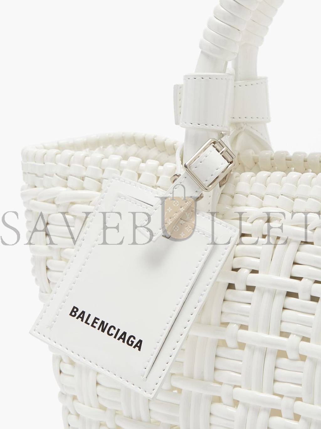 BALENCIAGA WHITE BISTROT XS  BRAIDED PVC TOTE BAG MATCHESFASHION US (34.4*19*-12cm)