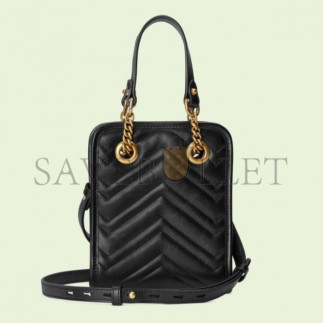 GUCCI GG MARMONT MATELASSÉ MINI BAG 696123 DTDHT 1000 (19*16*7cm）