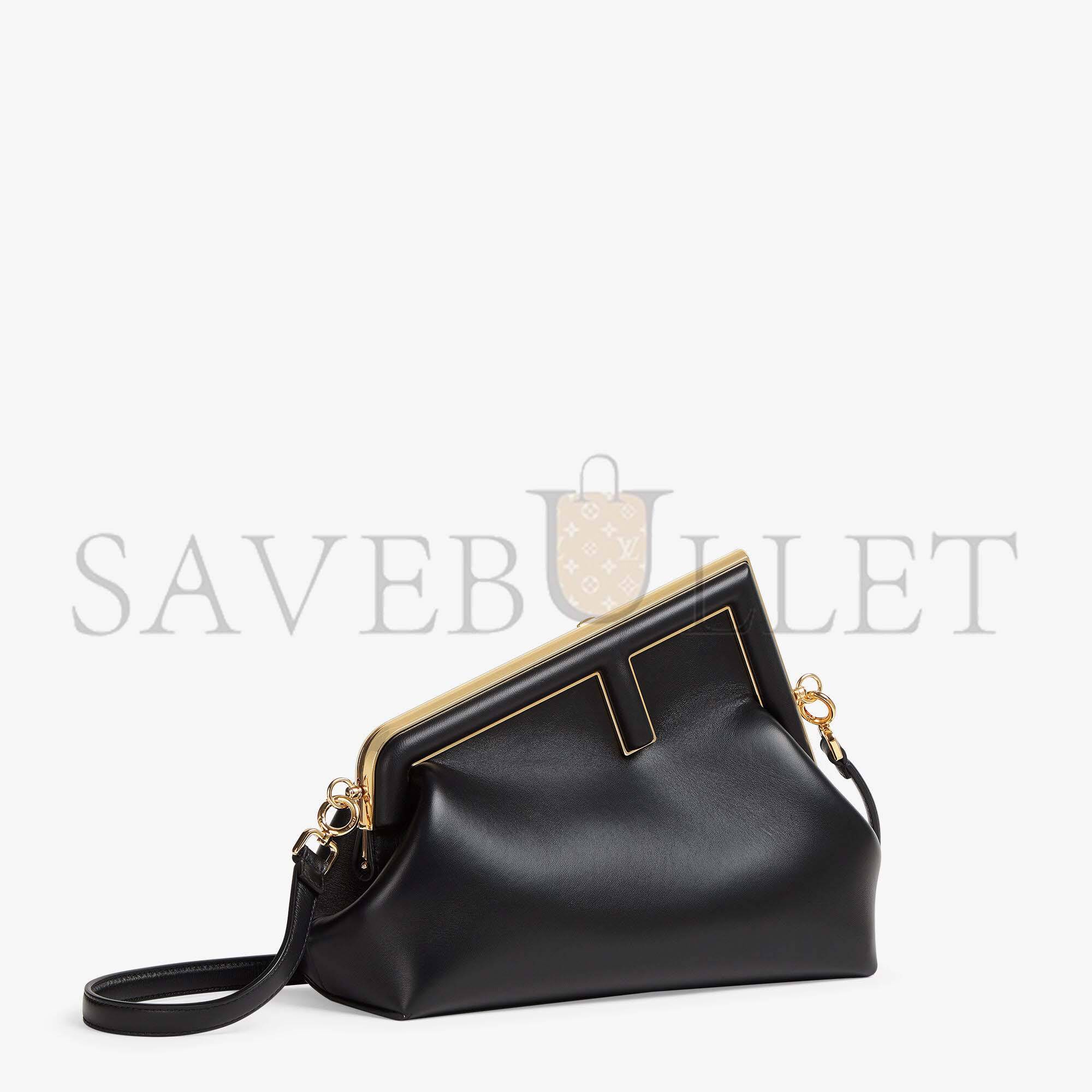 FENDI FIRST MIDI - BLACK LEATHER BAG 8BP137ABVEF0KUR (30*20*14cm)