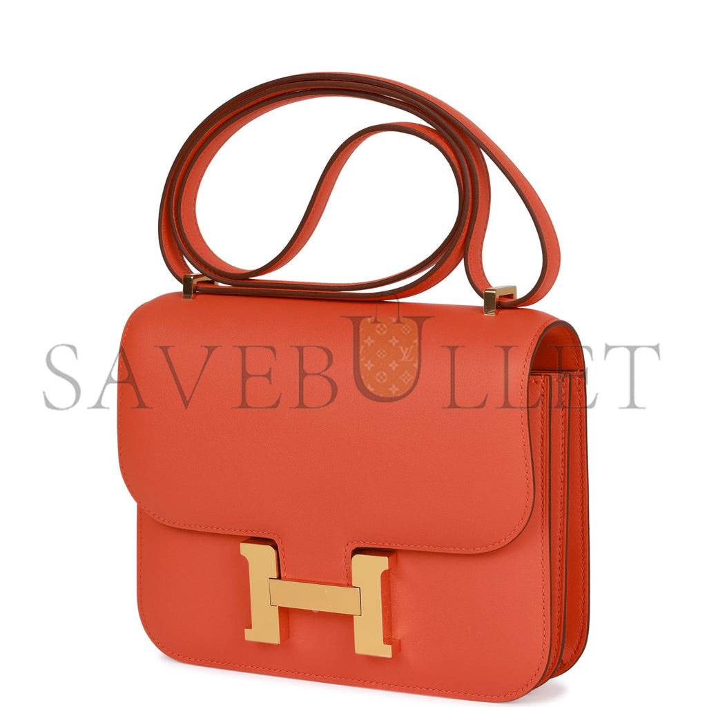 HERMES CONSTANCE 18 ORANGE SWIFT GOLD HARDWARE 39867983593566 (18cm)