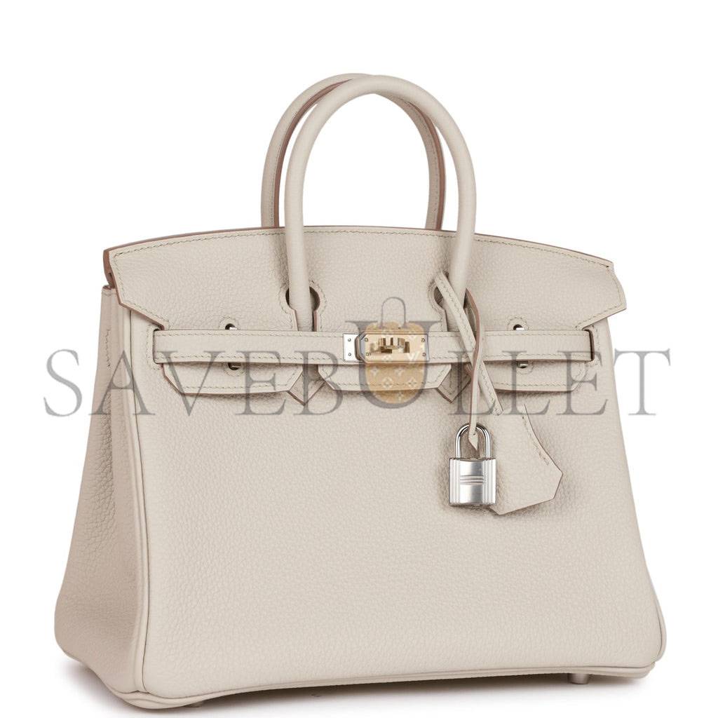 HERMES BIRKIN 25 BETON TOGO PALLADIUM HARDWARE HANDMADE (25*19*12cm)