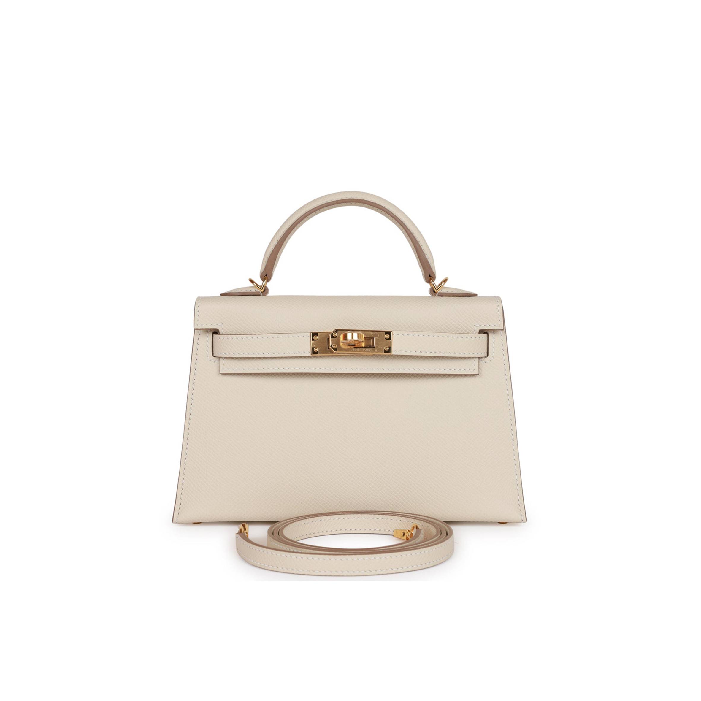 HERMES MINI KELLY SELLIER 20 CRAIE EPSOM GOLD HARDWARE (19*12*5.5cm)