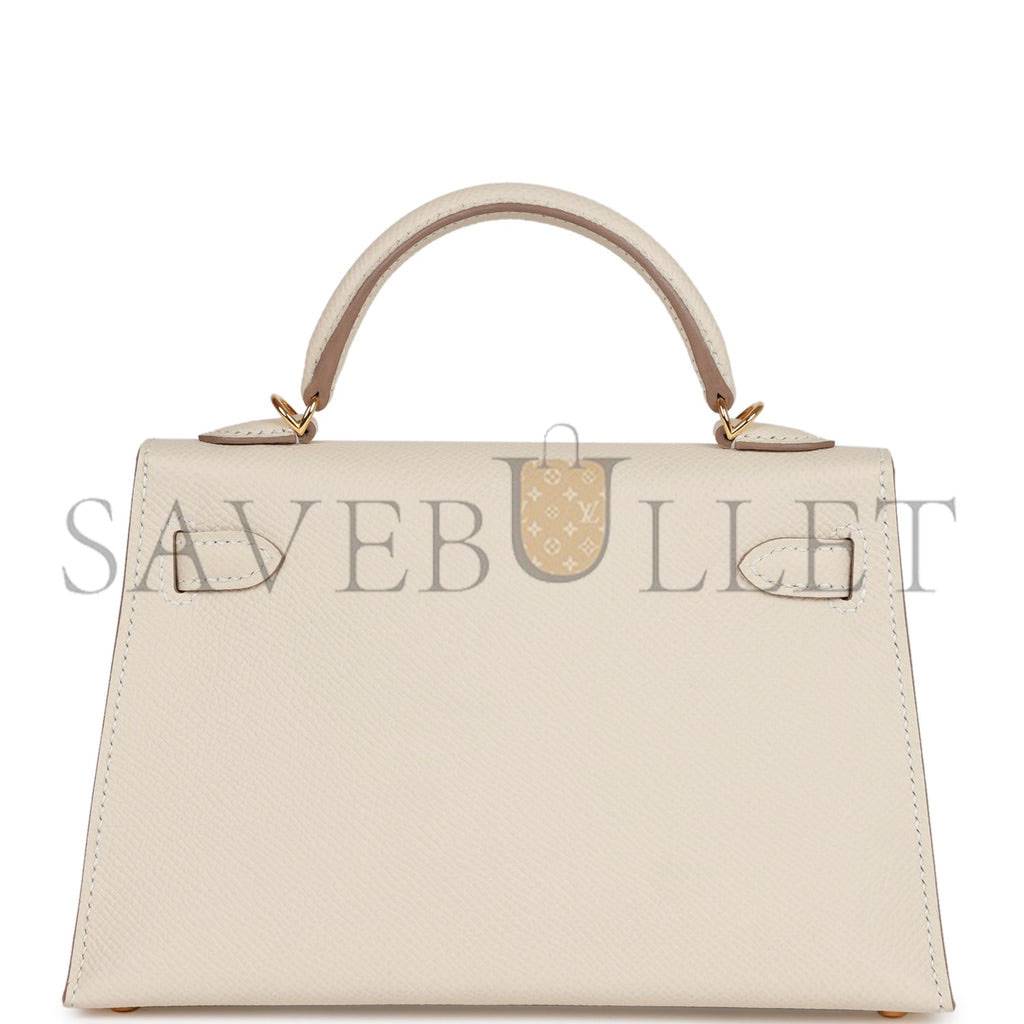 HERMES MINI KELLY SELLIER 20 CRAIE EPSOM GOLD HARDWARE (19*12*5.5cm)