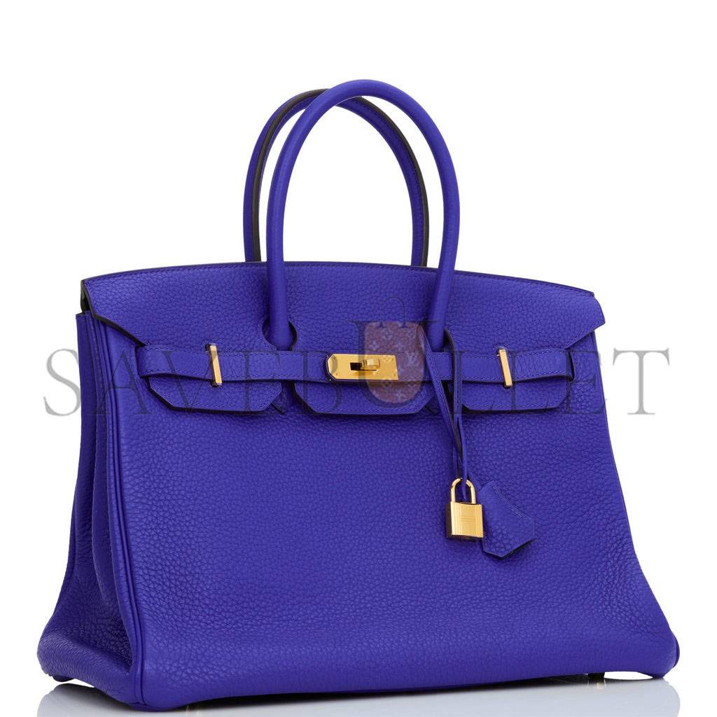 HERMES SPECIAL ORDER (HSS) BIRKIN 35 BLEU ELECTRIC VERSO CLEMENCE GOLD HARDWARE (35*25*18cm)