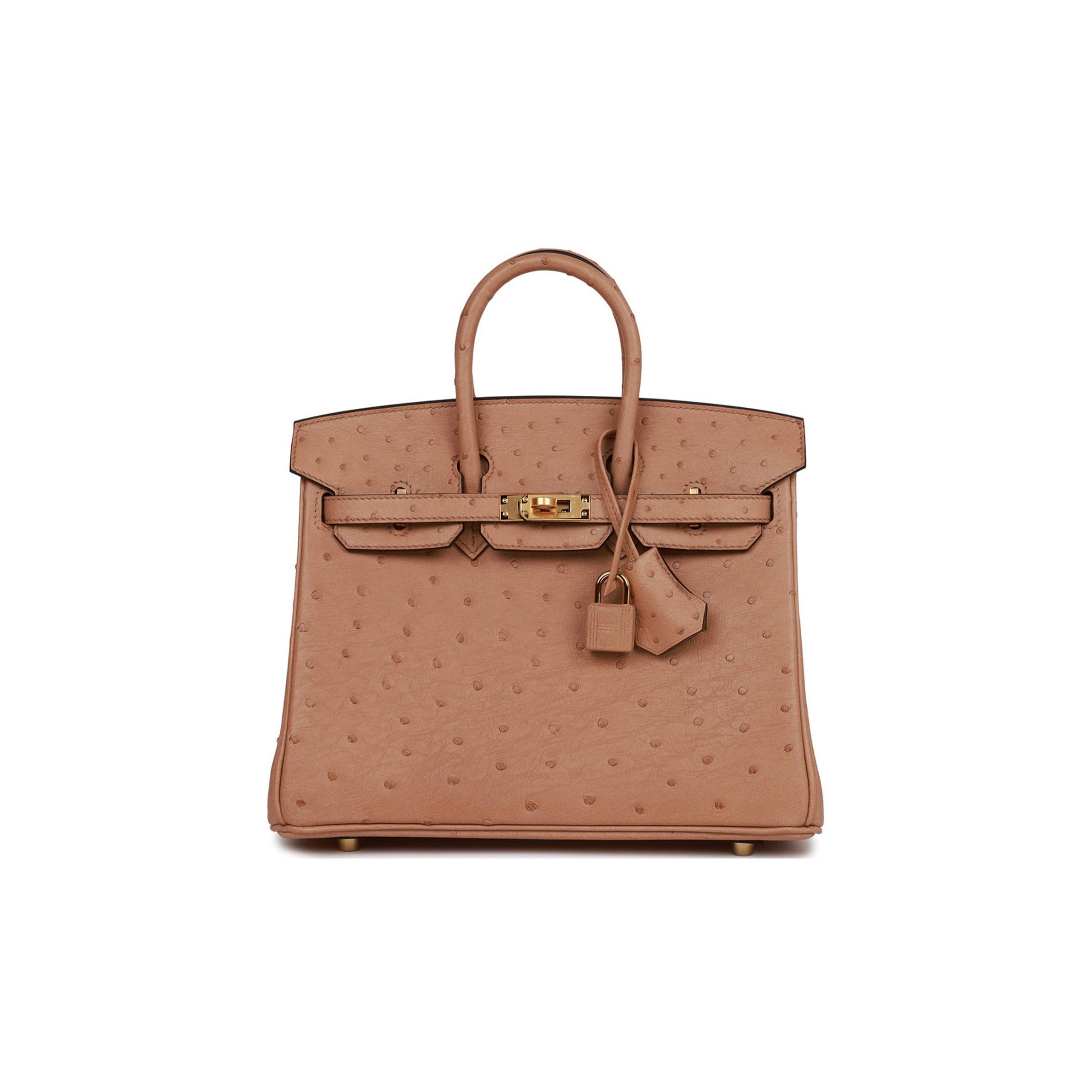 HERMES BIRKIN 25 CHAI OSTRICH GOLD HARDWARE (25cm)