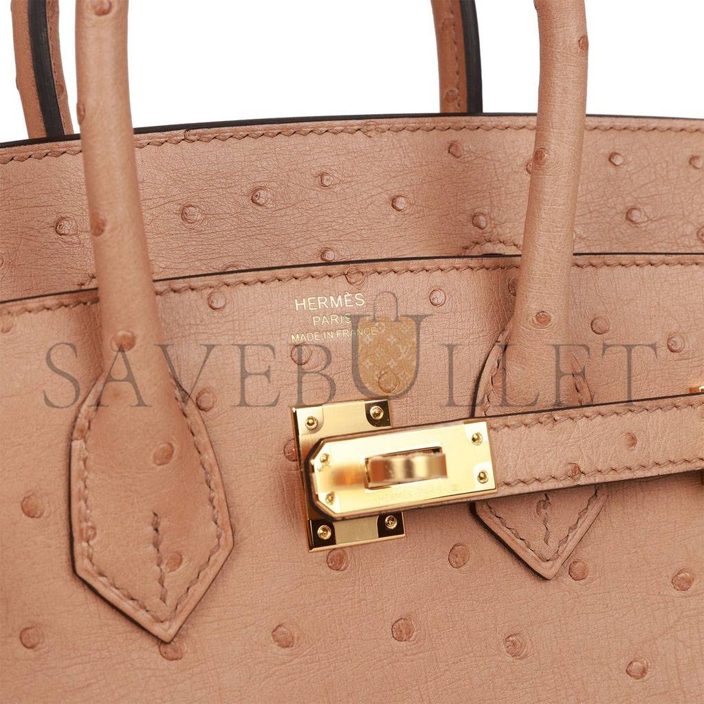 HERMES BIRKIN 25 CHAI OSTRICH GOLD HARDWARE (25cm)