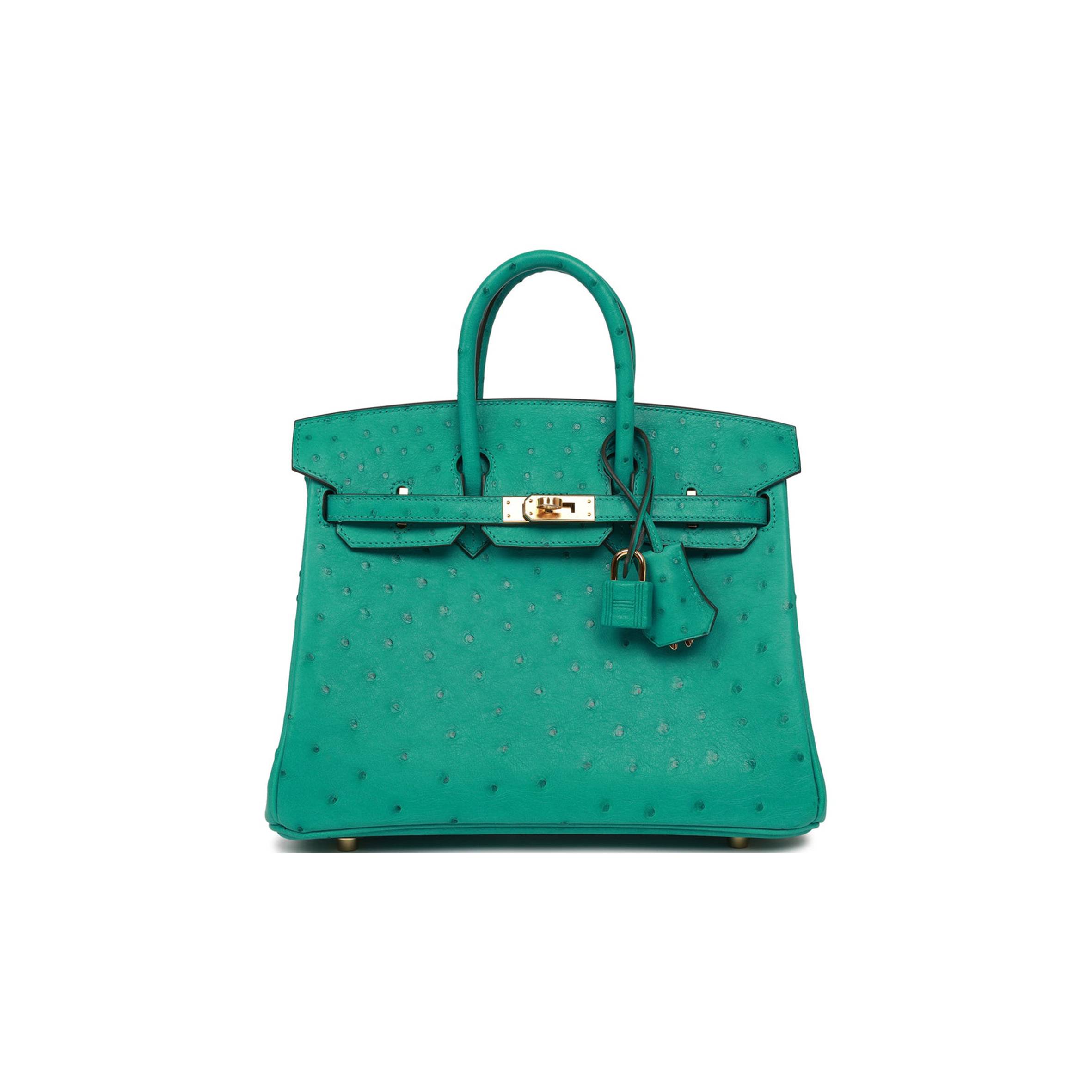 HERMES BIRKIN 25 VERT VERONE OSTRICH GOLD HARDWARE HANDMADE (25cm)