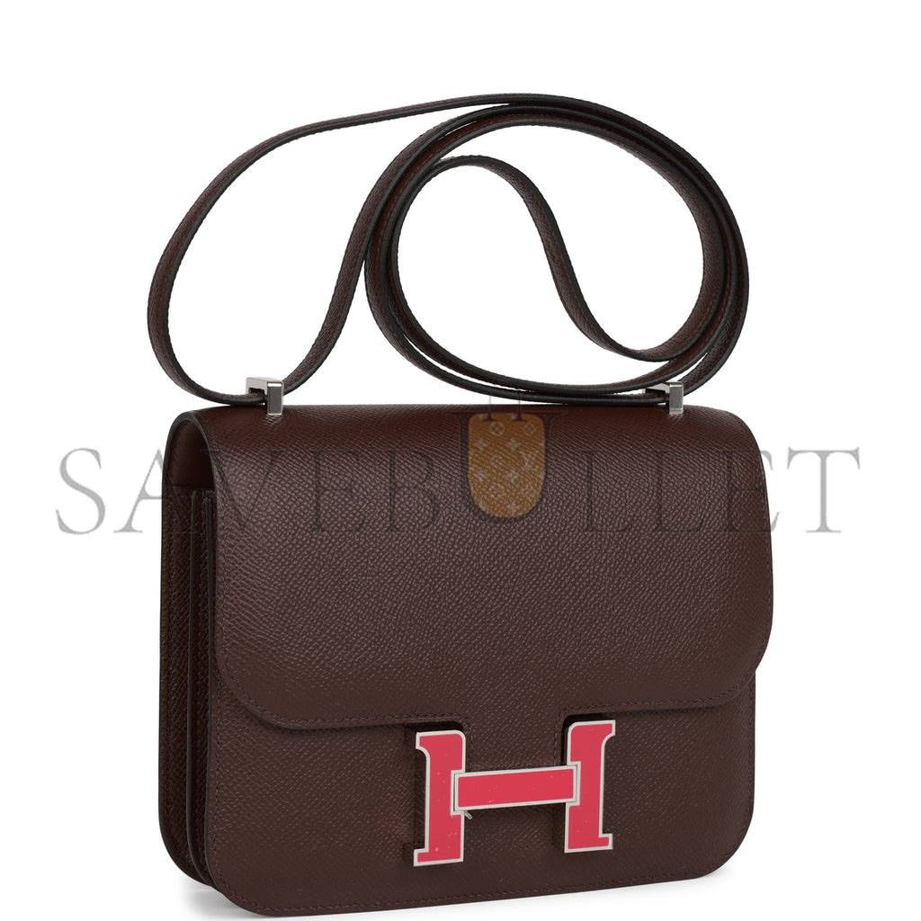 HERMES CONSTANCE 18 ROUGE SELLIER EPSOM PALLADIUM HARDWARE 39835891728478 (18cm)