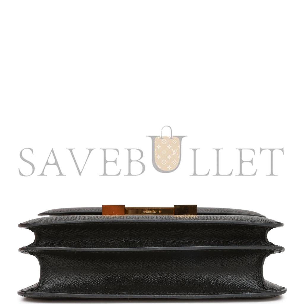 HERMES CONSTANCE 18 BLACK EPSOM GOLD HARDWARE (18cm)