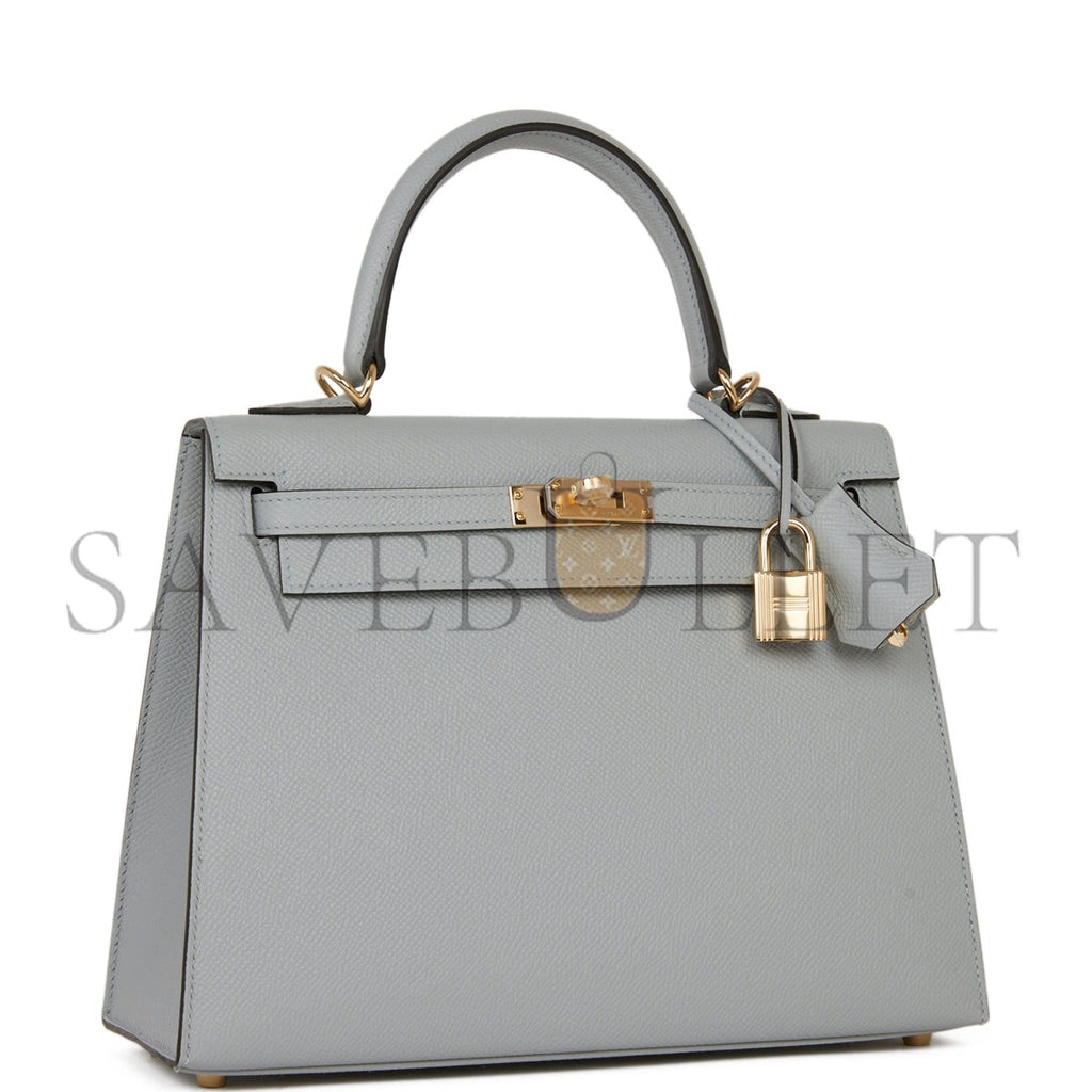 HERMES SPECIAL ORDER (HSS) KELLY SELLIER 25 BLEU GLACIER VERSO EPSOM PERMABRASS HARDWARE HANDMADE (25*17*7cm)