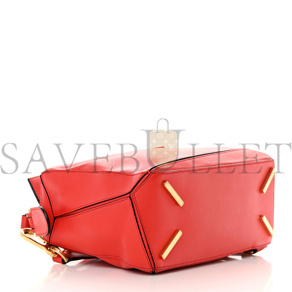 LOEWE CALFSKIN SMALL PUZZLE BAG SCARLET (24*16.5*10.5cm)