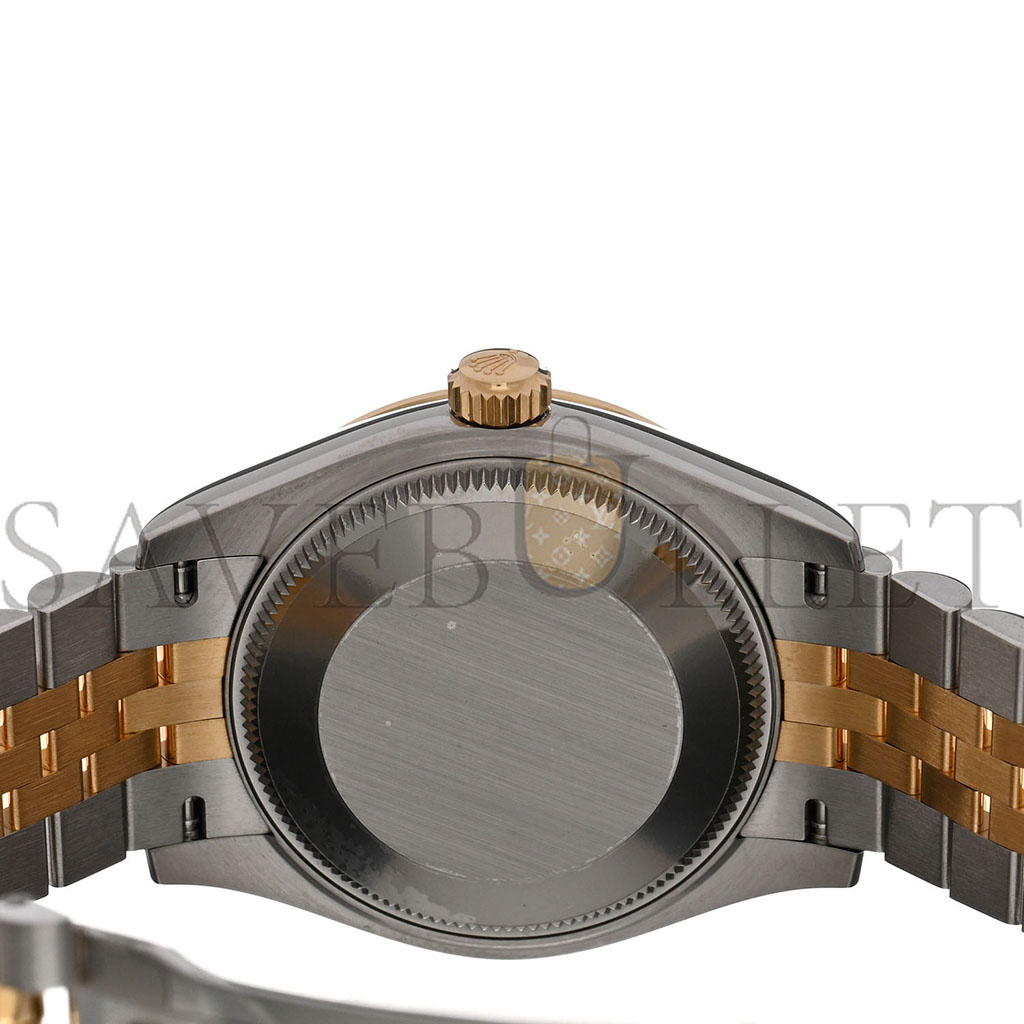 ROLEX STAINLESS STEEL 18K YELLOW GOLD DIAMOND 31MM OYSTER PERPETUAL DATEJUST WATCH OLIVE GREEN ROMAN 278273