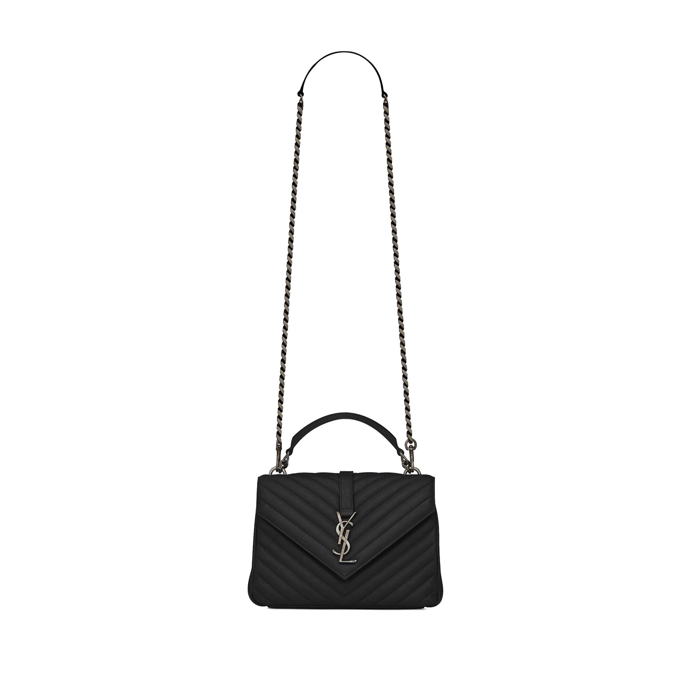 YSL COLLEGE MEDIUM CHAIN BAG IN QUILTED LEATHER 600279BRM041000 (24*17*6.5cm)