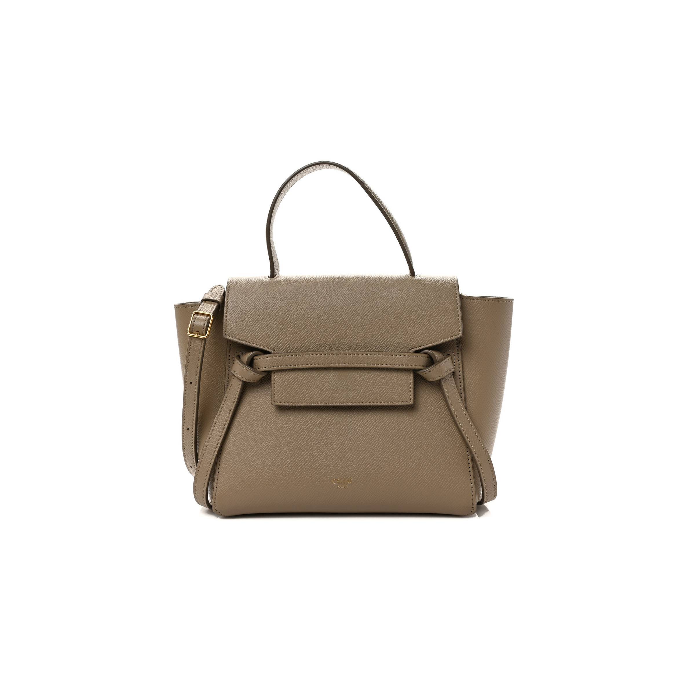 CELINE GRAINED CALFSKIN NANO BELT BAG LIGHT TAUPE (20*19*11cm)