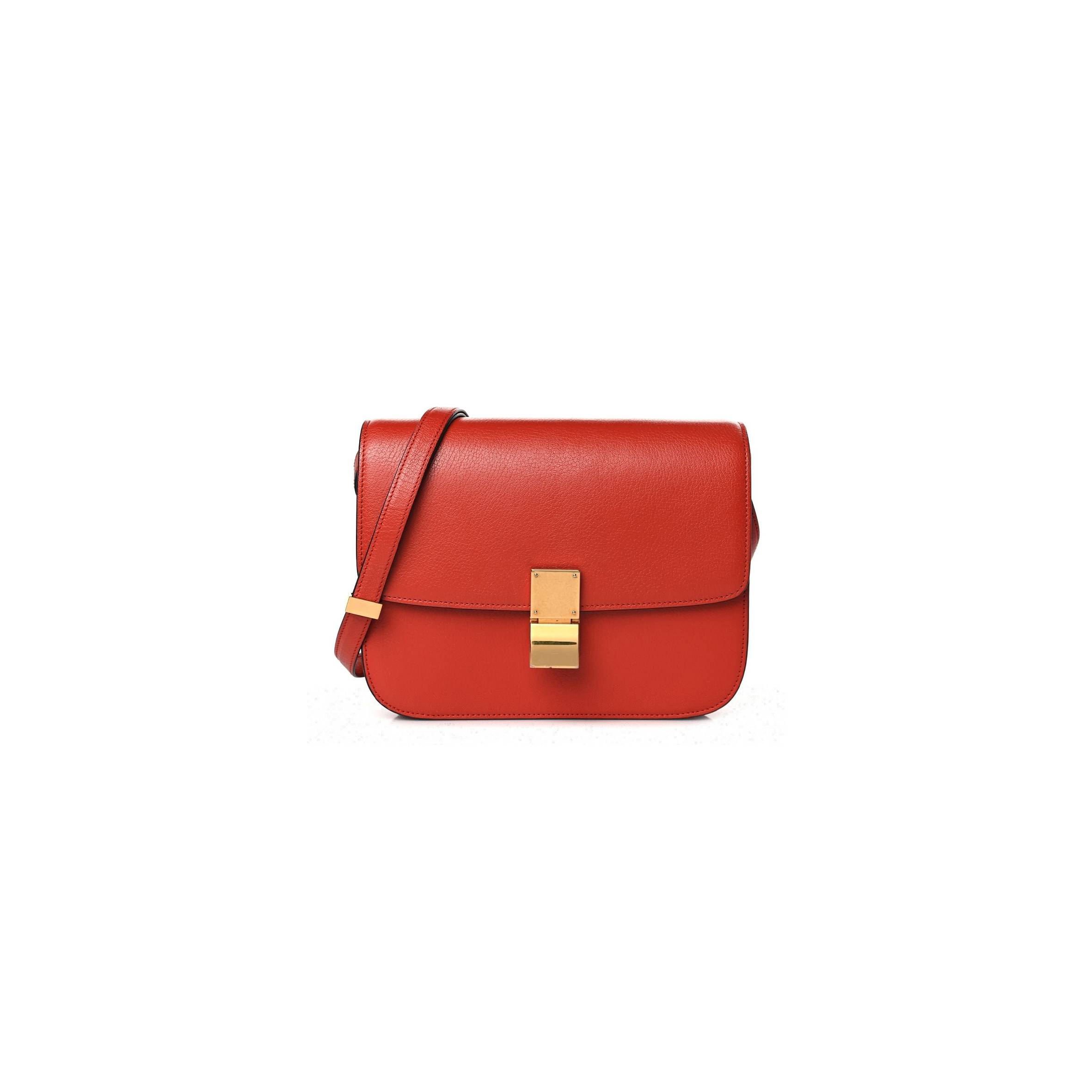 CELINE GOATSKIN MEDIUM CLASSIC BOX FLAP BAG CINNAMON (23*18*6cm)