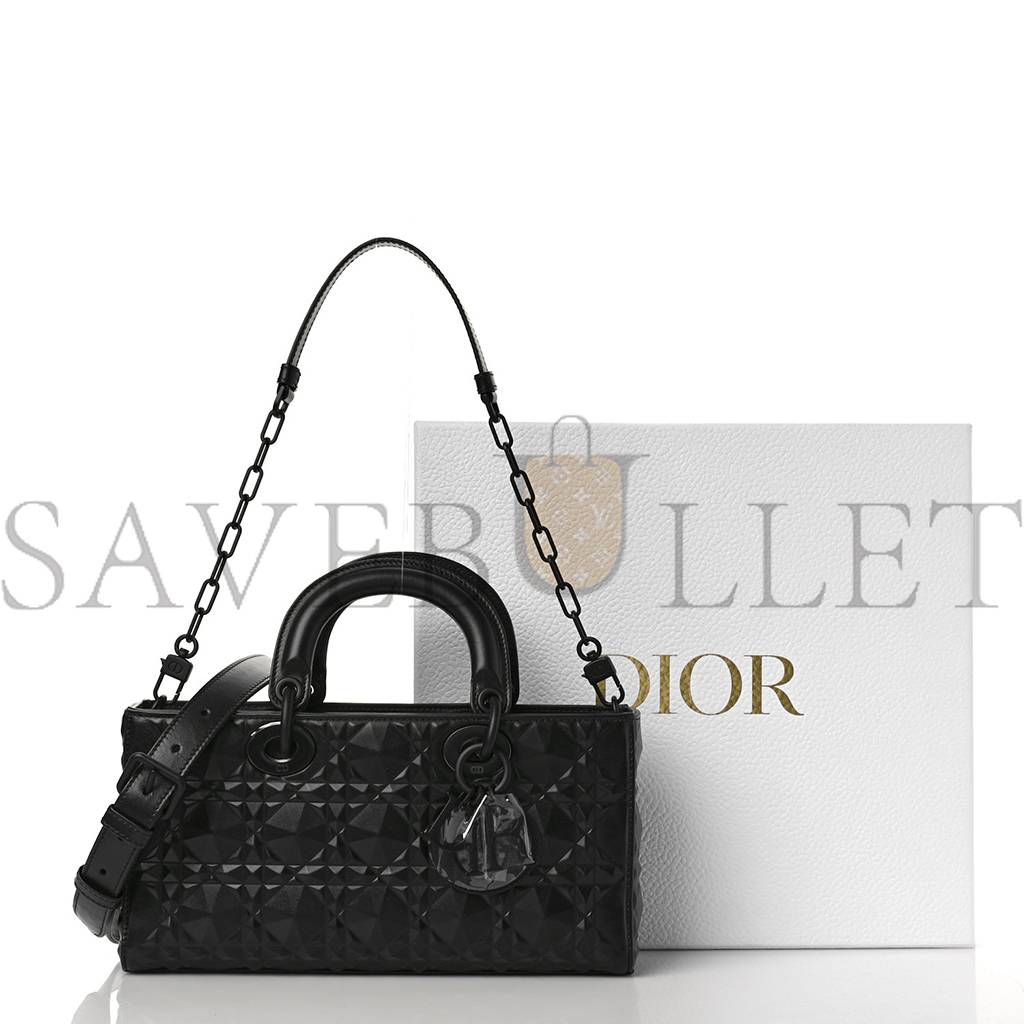 DIOR CALFSKIN CANNAGE DIAMOND MEDIUM LADY D-JOY BLACK (26*14*5.7cm)