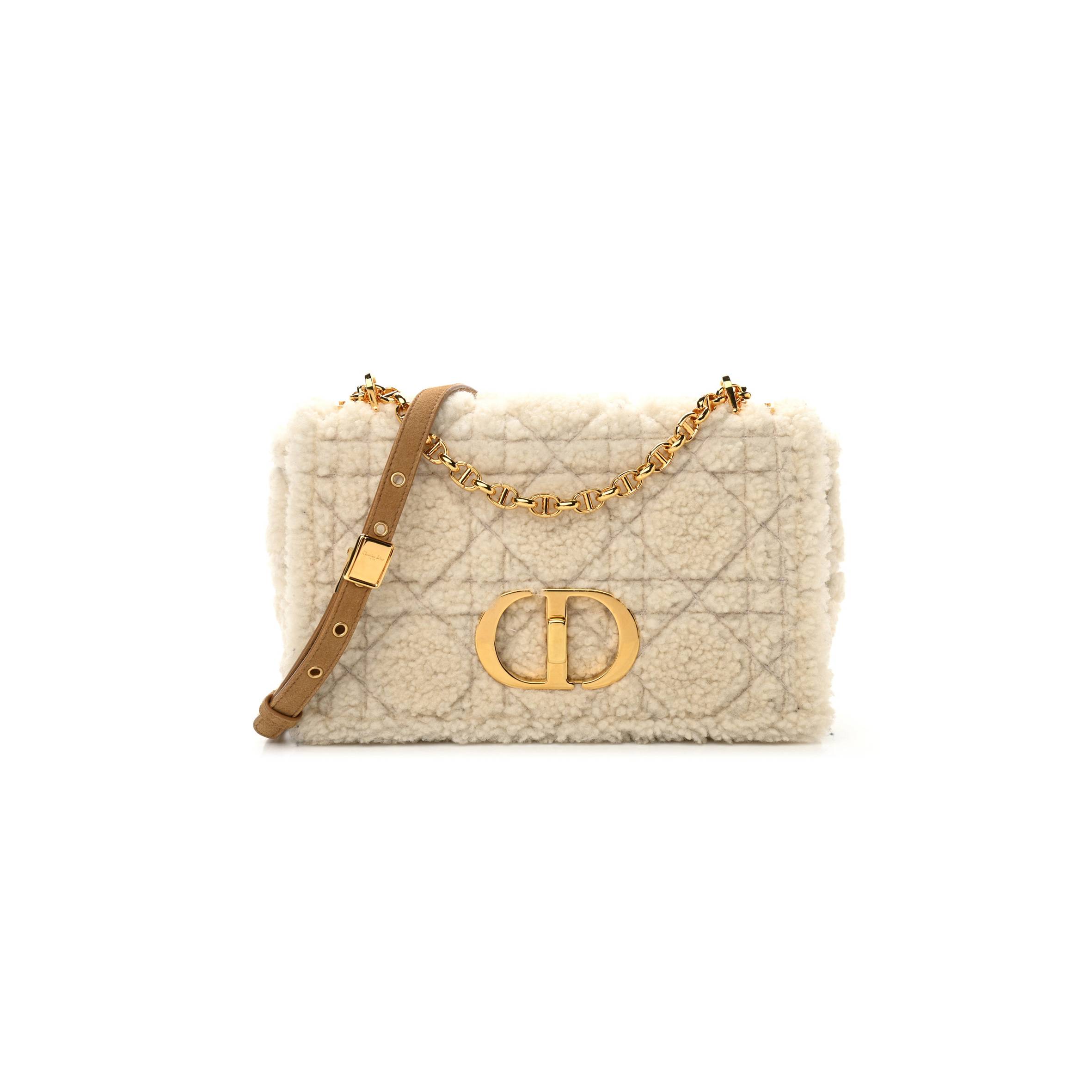 DIOR SHEARLING CANNAGE MEDIUM CARO BAG NATURAL (28*17*9.5cm)