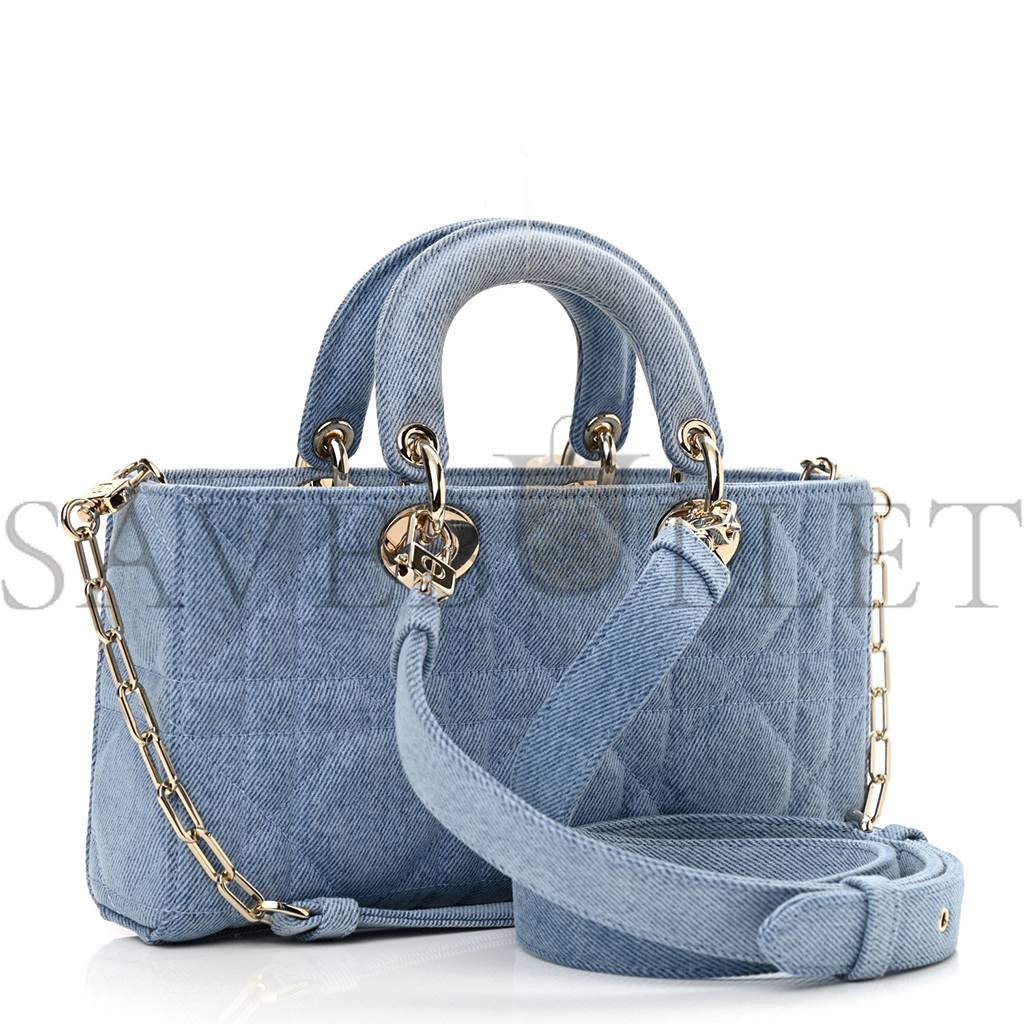 DIOR DENIM MACROCANNAGE LADY D-JOY BLUE (26*14*6.4cm)